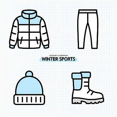 아이콘 직업 계절 신발 상의 하의 파일형식 벡터 겨울 스포츠 옷 장비 외투 바지 부츠 패션 디자이너 따뜻함 스타일 모션 2D아이콘 AI파일