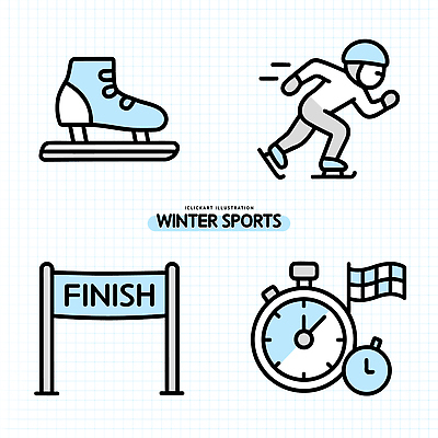 자연요소 아이콘 계절 스포츠용품 스포츠 컨셉 건강 파일형식 벡터 겨울스포츠 운동선수 경기 결승선 스케이트 운동 얼음 시계 경쟁 겨울 트랙 모션 2D아이콘 AI파일