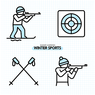 아이콘 계절 스포츠 컨셉 겨울스포츠 스키용품 파일형식 벡터 스키 사격 산 운동선수 연습 모션 겨울 목표 장비 폴 2D아이콘 AI파일