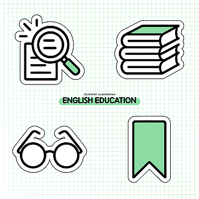 아이콘 문자 잡화 교육 감정 모션 파일형식 벡터 영어 도구 학습 검색 책 북마크 안경 즐거움 자료 읽기 2D아이콘 AI파일