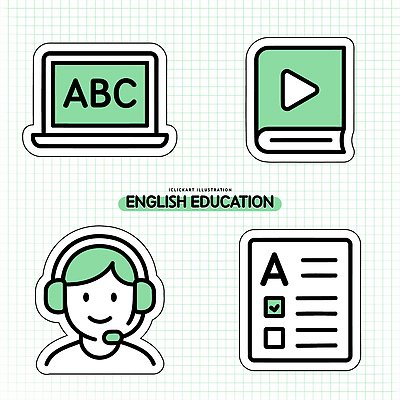 아이콘 영어 교육 전자제품 파일형식 벡터 영어교육 컴퓨터 책 학생 캐릭터 체크리스트 학습 자료 디자인 그래픽 문자 온라인 2D아이콘 AI파일