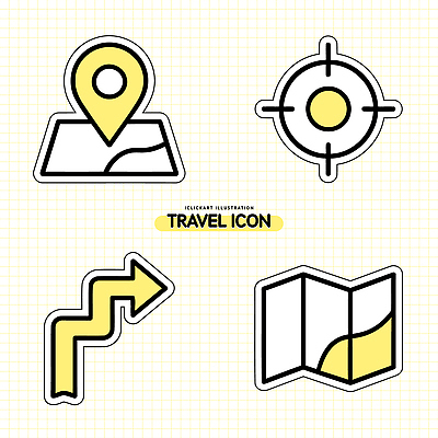아이콘 기호 여행 지도 표시 컴퓨터그래픽 노란색 표현 체험 계획 방향 위치 탐색 2D아이콘 AI파일 문자 컬러 컨셉 그래픽 파일형식 벡터