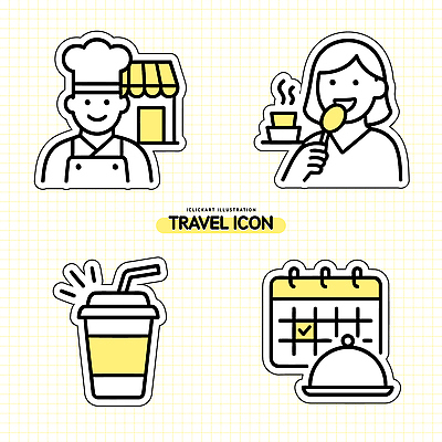아이콘 음료 음식 여행 디저트 요리사 식사 카페 고객 서비스 주문 2D아이콘 AI파일 직업 상점 파일형식 벡터