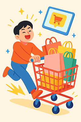잡화 남자 감정 어린이 표정 사람 쇼핑 바구니 상점 카트 온라인 파일형식 벡터 소년 장바구니 웃음 컬러 가방 온라인쇼핑 모션 즐거움 구매 쇼핑몰 생활 소비 마트 쇼핑카 일러스트 국내일러스트 AI파일