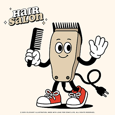 캐릭터 감정 컨셉 표정 신체부위 미용용품 뷰티샵 파일형식 벡터 미용실 머리빗 뷰티 웃음 이발소 스타일링 모션 손 기계 오브젝트 즐거움 디자인 아이디어 일러캐릭터 일러스트 AI파일