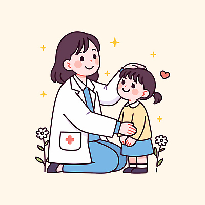 행복 어린이 일러스트 가족 따뜻함 건강 병원 사랑 미소 일상 치료 의사 간호 교감 보살핌 국내일러스트 AI파일 감정 의학 관계 표정 사람 라이프 의료진 파일형식 벡터
