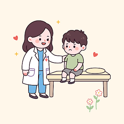 어린이 일러스트 가족 친절 건강 병원 사랑 치료 진료 고통 의사 보호 걱정 상담 소아과 위로 의무 의사소통 국내일러스트 AI파일 감정 컨셉 의학 관계 사람 의료진 파일형식 벡터