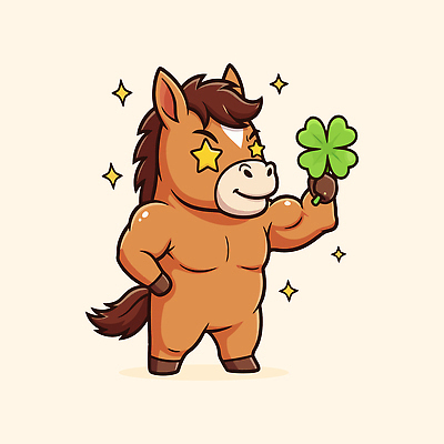 식물 캐릭터 감정 농업 표정 클로버 파일형식 벡터 말_게임 네잎클로버 근육 자신감 웃음 유머 백그라운드 단순화된 긍정적 동물 농장 즐거움 행복 인기 상징 힘 일러캐릭터 일러스트 AI파일