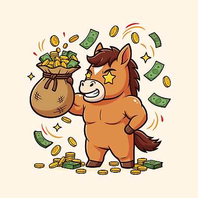 캐릭터 잡화 감정 컨셉 돈 표정 재산 파일형식 벡터 말_게임 동전 지폐 부자 가방 미소 귀여움 생동감 풍요 성공 행복 축제 컬러 일러캐릭터 일러스트 AI파일