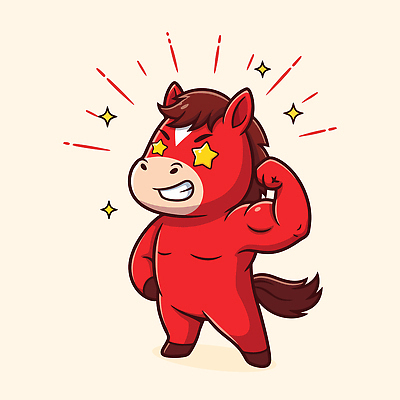 자연요소 캐릭터 감정 컨셉 건강 영웅 파일형식 벡터 말_게임 자신감 별 표정 표현 힘 포즈 귀여움 밝은색 운동 동물 슈퍼히어로 상징 장식 일러캐릭터 일러스트 AI파일