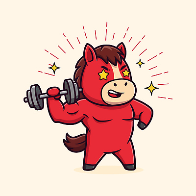 캐릭터 옷 감정 컬러 컨셉 건강 운동 파일형식 벡터 몸무게 아령 자신감 빨간색 귀여움 헬스 근력 근육 인기 활발 운동복 동물 즐거움 성격 일러캐릭터 일러스트 AI파일