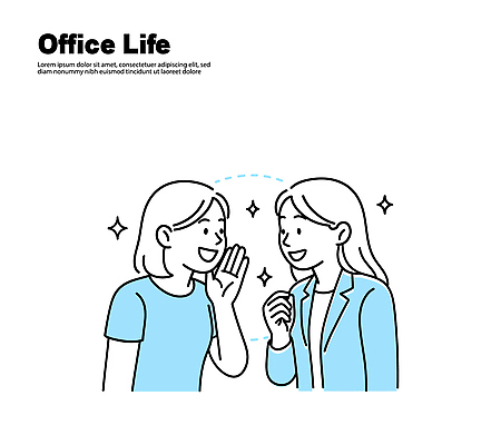 감정 컨셉 회사 비즈니스 관계 표정 말하기 라이프 작업 파일형식 벡터 사무실 대화 직장 사람 웃음 정보 비밀 소통 업무 분위기 협력 동료 친목 일상 상호작용 믿음 국내일러스트 일러스트 AI파일