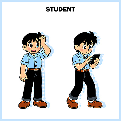 캐릭터 교육 남자 감정 어린이 컨셉 학교 관계 건물 라이프 핸드폰 스마트기기 파일형식 벡터 학생 걱정 스마트폰 모션 소년 표정 상상 일상 기술 소통 스크린 지갑 고민 친구 학습 주택 교실 놀이 일러스트 일러캐릭터 AI파일