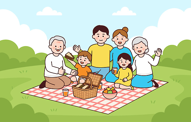 계절 공공시설 감정 가족 관계 놀이 표정 말하기 야외활동 생태계 파일형식 벡터 소풍 공원 담요 음식 즐거움 웃음 자연 여름 모션 과일 음료 대화 행복 게임 자녀 조부모 일러스트 국내일러스트 AI파일