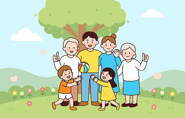 식물 감정 다수 컨셉 관계 모션 표정 사람 생태계 파일형식 벡터 가족 어린이 성인 세대 잔디 행복 즐거움 모임 자연 놀기 웃음 취미 친구 여러명 기쁨 화목 나무 일러스트 국내일러스트 AI파일