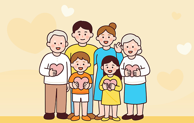 감정 컨셉 가족 관계 안기 표정 기념사진 파일형식 벡터 사랑 행복 웃음 단체사진 부모 조부모 따뜻함 추억 마음 함께함 기쁨 포옹 소통 세대 일러스트 국내일러스트 AI파일