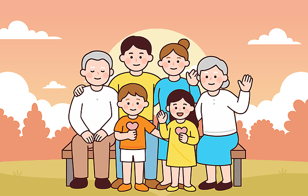 모양 공공시설 감정 컨셉 가족 관계 표정 파일형식 벡터 공원 행복 웃음 하트 따뜻함 순간 만남 풍경 평화 소통 사랑 기쁨 친절 부모 조부모 시간 친구 일러스트 국내일러스트 AI파일