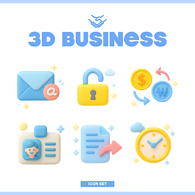 PSD 아이콘 디자인 시계 돈 비즈니스 그래픽 세트 3D아이콘 3D 이메일 모던 문서 잠금 신분증 재산 디지털합성 보안 증명서 파일형식