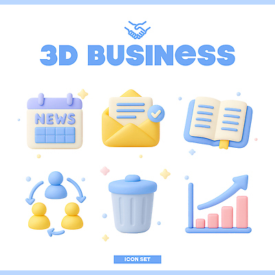 PSD 아이콘 디자인 컬러 비즈니스 모션 그래프 책 세트 3D아이콘 3D 달력 쓰레기통 뉴스 이메일 연결 체크표시 디지털합성 확인 파일형식
