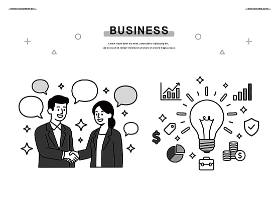 문자 컨셉 비즈니스 모션 말하기 사람 손짓 경제 파일형식 벡터 상담 아이디어 남자 여자 악수 대화 그래프 통화 기호 투자 성공 협력 목표 전략 창의성 발전 수익 AI파일 일러스트 국내일러스트