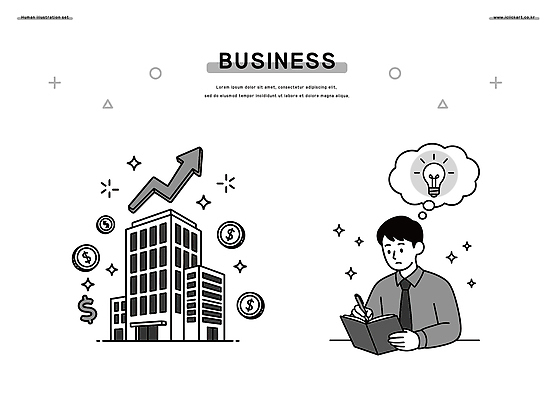 문자 건축물 컨셉 비즈니스 사람 사무용품 재산 자영업 파일형식 벡터 성장 아이디어 메모지 남자 건물 그래프 돈 기호 모션 창의성 성공 전략 계획 분석 경제 투자 목표 창업 실험 AI파일 일러스트 국내일러스트