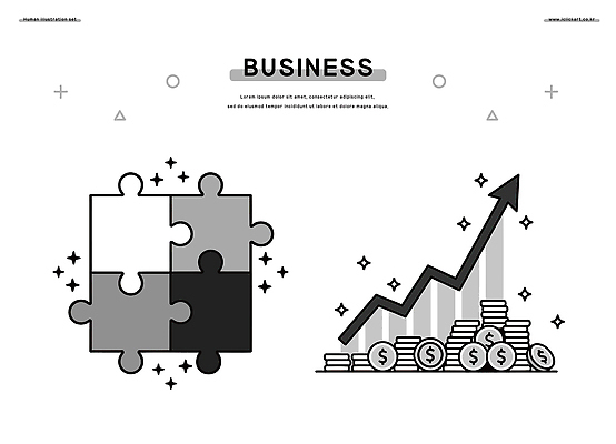 컨셉 돈 비즈니스 경제 파일형식 벡터 성공 퍼즐 재정 성장 그래프 투자 전략 동전 매출 지표 분석 가치 문제해결 시장 통계 경영 목표 연결 AI파일 일러스트 국내일러스트
