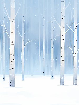 나무 식물 계절 컬러 컨셉 겨울 눈_날씨 풍경 숲 생태계 파일형식 평화 고요 설경 자연 뷰티풀 파란색 차분 뽕나무 눈송이 숲속 이국적 JPG 일러스트 국내일러스트