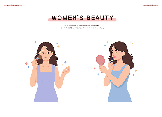 여자 얼굴 일러스트 표정 화장 뷰티 화장품 거울 붓 피부관리 이미지 일과 뷰티풀 솜씨 자기계발 자기관리 스타일 국내일러스트 AI파일 사람 신체부위 파일형식 벡터