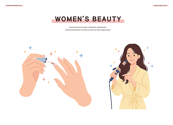 여자 패션 일러스트 관리 일상 뷰티 머리카락 화장품 미용용품 색칠 편안함 손톱 드라이어 헤어관리 습관 뷰티풀 손톱다듬기 스타일링 자아 국내일러스트 AI파일 손 사람 라이프 머리 미용 감각 오브젝트 파일형식 벡터