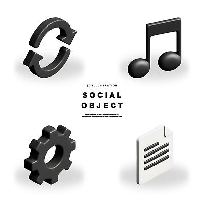 모양 PSD 편집이미지 디자인 상징 음표 그래픽 3D 디지털 오브젝트 모던 문서 기어 소셜 리셋 편집3D 기호 음악 디지털합성 파일형식