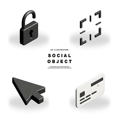 PSD 편집이미지 기술 커서 언론 디지털아이콘 소셜미디어 잠금해제 상호작용 편집3D 아이콘 3D 파일형식