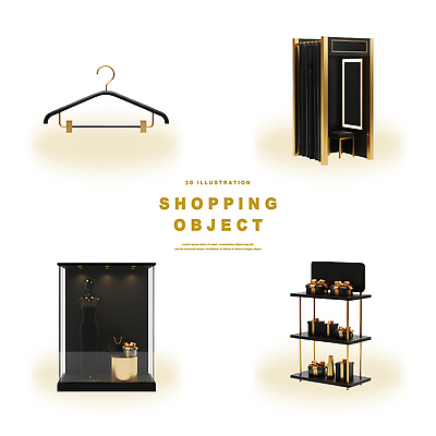 PSD 모델 편집이미지 디자인 가구 쇼핑 3D 검은색 전시 금색 고급 오브젝트 아이템 스타일 편집3D 컬러 생활용품 컨셉 디지털합성 파일형식