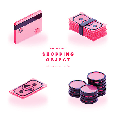 PSD 편집이미지 분홍색 돈 금융 경제 쇼핑 상점 동전 거래 소비 상품 고객 결제 재정 편집3D 컬러 3D 재산 파일형식