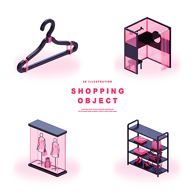 PSD 편집이미지 디자인 옷 패션 분홍색 신발 패턴 부분 쇼핑 3D 상점 오브젝트 모던 진열장 Hanger 편집3D 컬러 무늬 디지털합성 파일형식