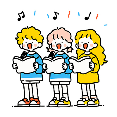 감정 음악 컨셉 관계 문화예술 사람 이벤트 파일형식 벡터 어린이 노래 즐거움 찬양 공연 그룹 책 모션 표정 친구 흥미 소리 목소리 컬러 옷 상반신 일러스트 국내일러스트 AI파일