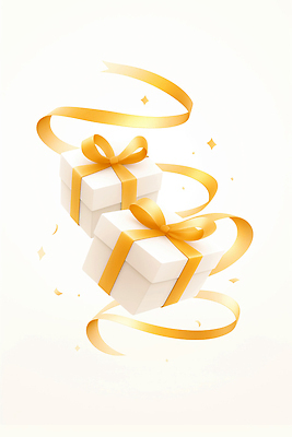 감정 컬러 컨셉 포장 선물 이벤트 파일형식 상자 리본 금색 흰색 장식 공중 백그라운드 밝음 축하 기념일 선물포장 기쁨 축제 디자인 일러스트 국내일러스트 JPG 연말