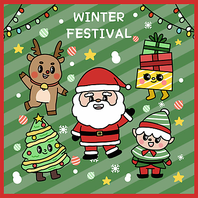 계절 기념일 감정 컨셉 크리스마스 관계 사슴 파일형식 벡터 겨울 축제 산타클로스 루돌프 캐릭터 크리스마스트리 선물 즐거움 이벤트 친구 동물 귀여움 행복 기쁨 가족 장식 컬러 AI파일 국내일러스트 일러스트