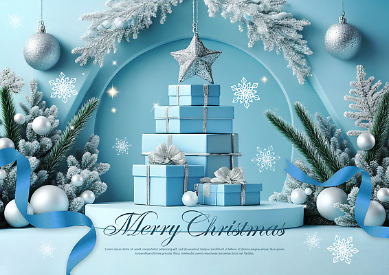 자연요소 편집이미지 계절 기념일 노년 컬러 크리스마스 눈_날씨 이벤트 파일형식 선물 파란색 장식 눈송이 별 크리스마스트리 축제 겨울 파티 꾸미기 흰색 실버 세트 PSD 이미지편집