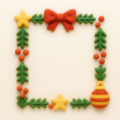 JPG 편집이미지 디자인 별 리본 예술 컬러 잎 크리스마스 겨울 프레임 장식 축제 테마 펠트 편집실사 AI컴퓨터그래픽 AI콘텐츠 자연요소 식물 계절 기념일 CG 파일형식 천_직물