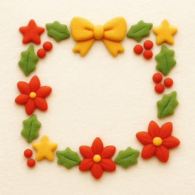 JPG 편집이미지 디자인 기념일 꽃 리본 컬러 백그라운드 크리스마스 프레임 장식 빨간색 노란색 화환 분위기 조화 펠트 아기자기 편집실사 AI컴퓨터그래픽 AI콘텐츠 식물 컨셉 이벤트 CG 파일형식 천_직물