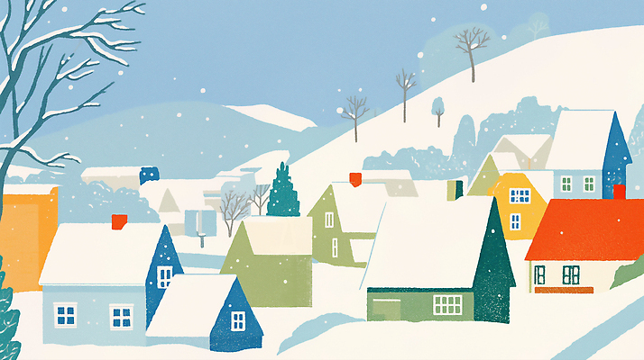 JPG 나무 계절 겨울 일러스트 자연 하늘 산 주택 따뜻함 풍경 일상 파란색 평화 마을 원근감 흰색 그림 국내일러스트 AI일러스트 AI콘텐츠 식물 뷰포인트 컬러 컨셉 건물 라이프 생태계 파일형식