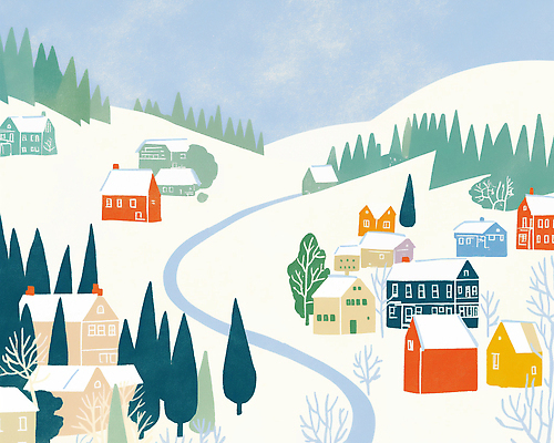 JPG 나무 컬러 백그라운드 겨울 일러스트 자연 산 거리 주택 따뜻함 풍경 일상 마을 환경 고요 언덕 지역 조화 뷰티풀 국내일러스트 AI일러스트 AI콘텐츠 식물 계절 건물 라이프 생태계 파일형식