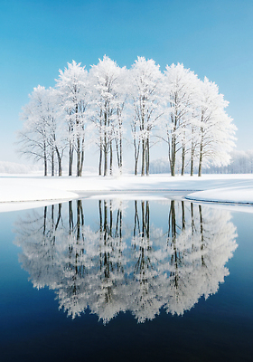 JPG 나무 편집이미지 호수 겨울 자연 하늘 아침 풍경 반사 신선 숲 조용 편집실사 AI컴퓨터그래픽 AI콘텐츠 주간 식물 계절 CG 생태계 파일형식