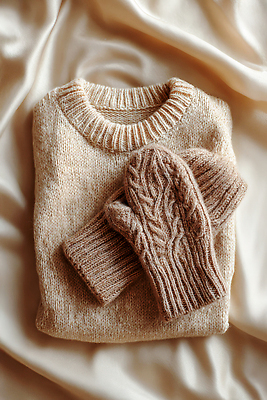 JPG 편집이미지 옷 패션 장갑 겨울 실내 따뜻함 빨래 편안함 스웨터 니트 질감 베이지색 소프트 스타일 편집실사 AI포토 AI콘텐츠 잡화 계절 컬러 상의 가사 내부 감각 CG 파일형식