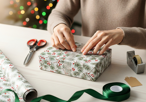 JPG 편집이미지 손 디자인 리본 종이 컬러 크리스마스 겨울 포장 조명 선물 사람 신체부위 크리스마스트리 축제 테이프 의료성형뷰티 편집실사 AI인물포토 AI콘텐츠 계절 기념일 문구용품 CG 파일형식 AI포토