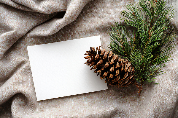 JPG 편집이미지 크리스마스 겨울 자연 탁자 나뭇잎 따뜻함 장식 인테리어 고요 소나무 친환경 솔방울 편집실사 AI포토 AI콘텐츠 나무 디자인 계절 기념일 가구 잎 환경 CG 생태계 파일형식