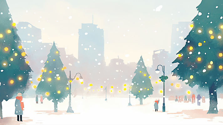 JPG 나무 행복 감정 크리스마스 겨울 일러스트 조명 거리 따뜻함 풍경 여러명 크리스마스트리 소풍 축제 흰색 도시 차가움 오후 국내일러스트 AI일러스트 AI콘텐츠 식물 계절 기념일 컬러 다수 사람 야외활동 파일형식
