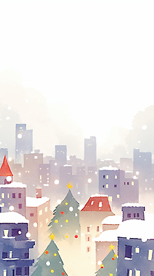 JPG 감정 컬러 크리스마스 겨울 일러스트 하늘 날씨 풍경 건물 장식 도시풍경 크리스마스트리 평화 고요 도시 눈송이 국내일러스트 AI일러스트 AI콘텐츠 건축물 계절 기념일 컨셉 눈_날씨 파일형식