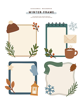디자인 컬러 장갑 백그라운드 겨울 일러스트 도안 나뭇잎 프레임 장식 컵 메모지 눈송이 편안함 편지 오브젝트 자원 꾸밈 산뜻 국내일러스트 AI파일 식기 잡화 계절 컨셉 잎 눈_날씨 사무용품 감각 파일형식 벡터