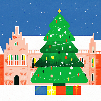JPG 외관 기념일 행복 포스터 문화 컬러 크리스마스 겨울 일러스트 가족 따뜻함 선물 풍경 장식 크리스마스트리 축제 도시 화려 성 국내일러스트 AI일러스트 AI콘텐츠 건축물 계절 감정 컨셉 관계 이벤트 파일형식